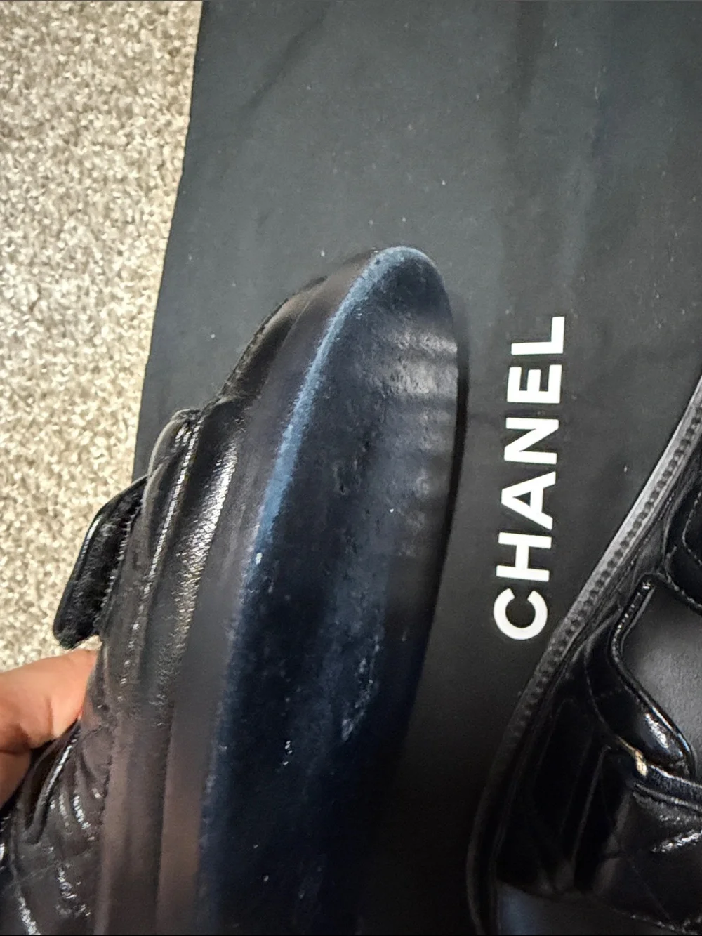 CHANEL Black Quilted Double-Strap Logo Slides with Gold Hardware